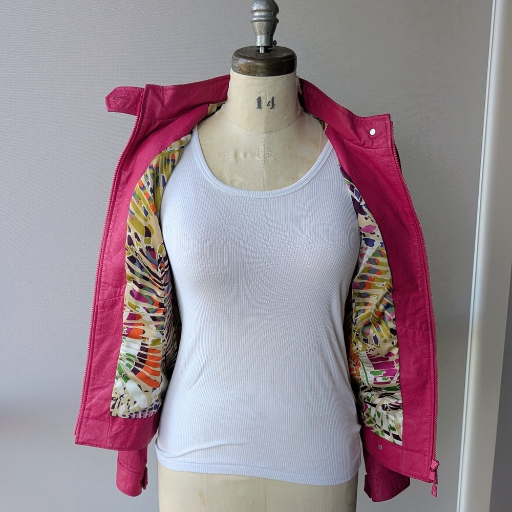 Danier Barbie Pink Leather Moto Jacket - Picture 4 of 5